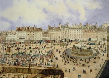 Ansicht des Place de la Republique und des Brunnens, 1848